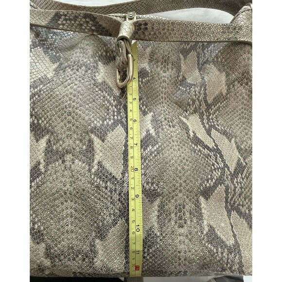 Cole Haan Designer Neutral Snake Print Leather Shoulder Hobo Bag Gold Hardware - Picture 14 of 16